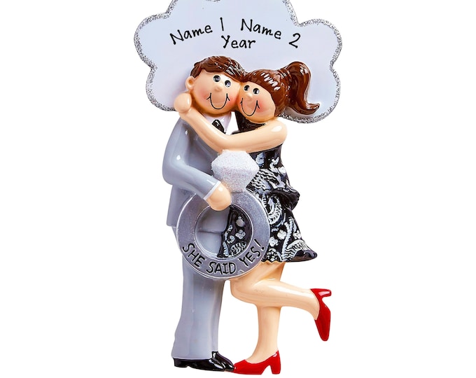 Engagement Ornament She Said Yes Personalized Couple’s Engagement Christmas Ornament Just Engaged Ornament Will You Marry Me Ornament