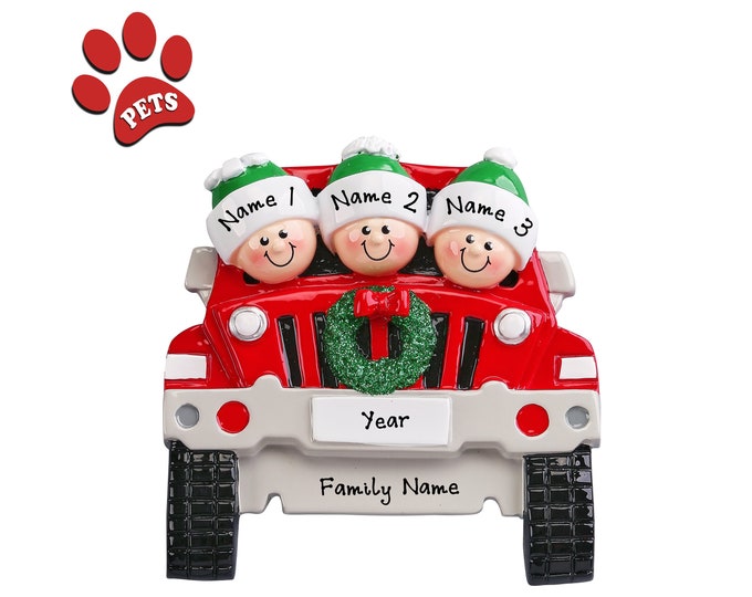 SUV Car Ornament Family of 3 Vacation Road Trip 2025 Truck Ornament Personalized Family Christmas Ornament Custom Holiday Gift With Names