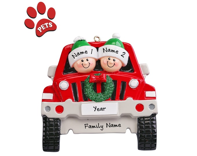 SUV Car Ornament Family of 2 on Vacation Road Trip 2023 Truck Ornament Couple Christmas Ornament Personalized Couple Ornament With Name