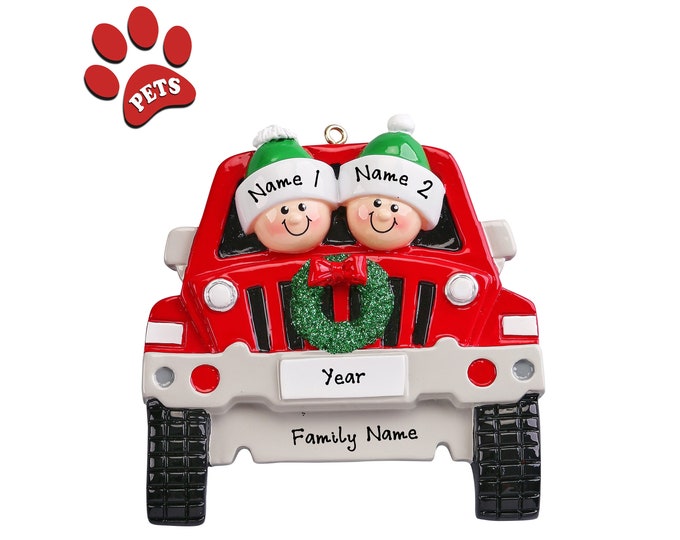 SUV Car Ornament Family of 2 on Vacation Road Trip 2025 Truck Ornament Couple Christmas Ornament Personalized Couple Ornament With Name