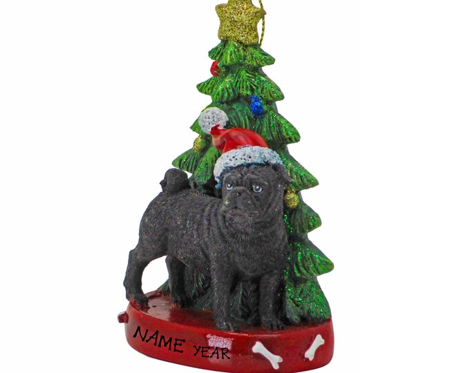 Black Pug Personalized Christmas Ornament - Dog Memorial Ornament - Memorial Gift For Pet Lovers - 2025 Personalized Family Dog Ornament