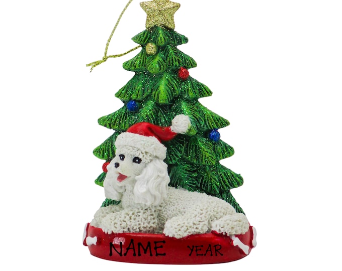 White Poodle Personalized Christmas Ornament - Dog Memorial Ornament - Memorial Gift For Pet Lovers - 2025 Personalized Family Dog Ornament