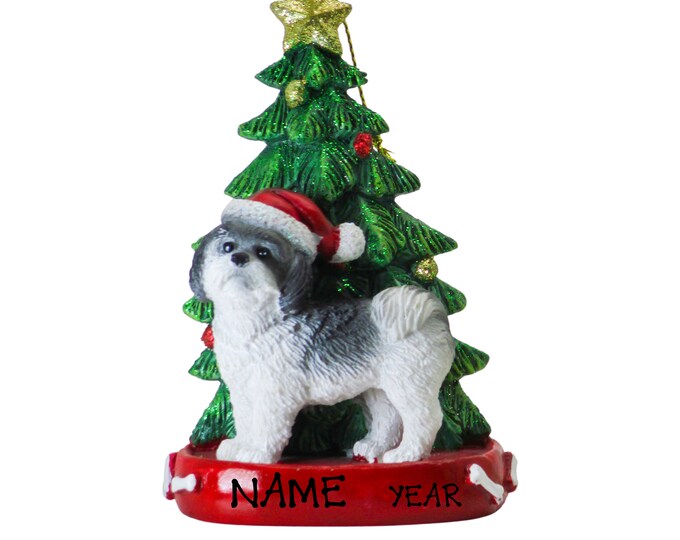 Black and White Shih Tzu Personalized Christmas Ornament - Dog Memorial Ornament - Memorial Gift For Pet Lovers - 2025 Family Dog Ornament