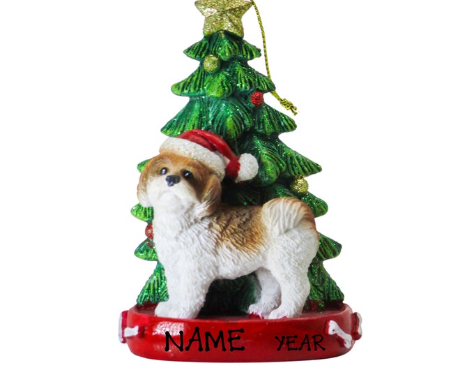 Brown and White Shih Tzu Personalized Christmas Ornament - Dog Memorial Ornament - Memorial Gift For Pet Lovers - 2025 Family Dog Ornament