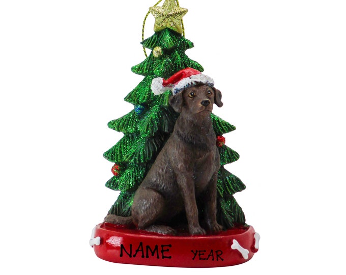 Chocolate Labrador Personalized Christmas Ornament - Dog Memorial Ornament - Pet Memorial Gift For Dog Lovers - 2024 Family Dog Ornament