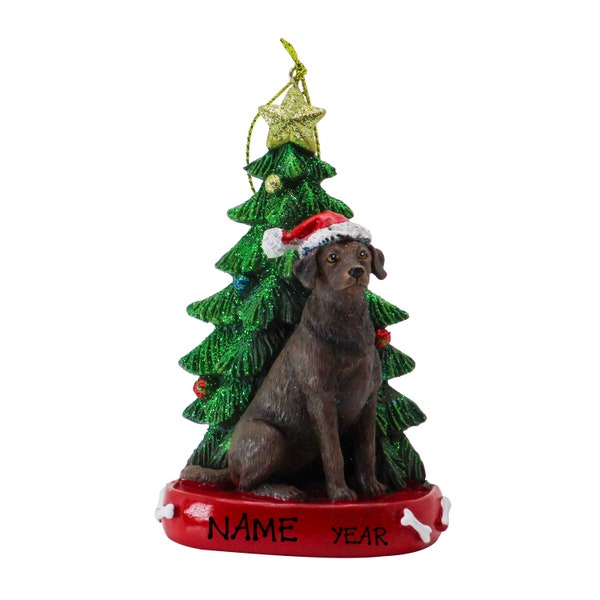 Chocolate Labrador Personalized Christmas Ornament - Custom Dog Ornament With Name - Gift For Dog Lovers - Pet Memorial Ornament - Pet Gift