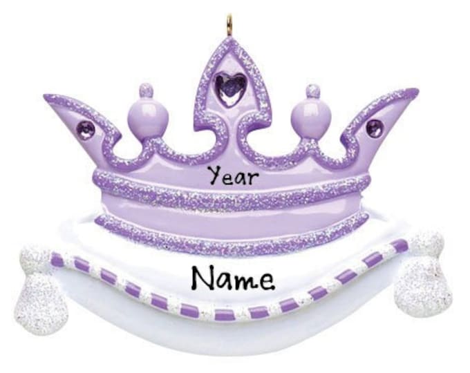 Princess Crown Ornament - Purple Crown Ornament, Little Princess Ornament. Birthday Gift For Girl, Custom Girl Crown Personalized Ornament