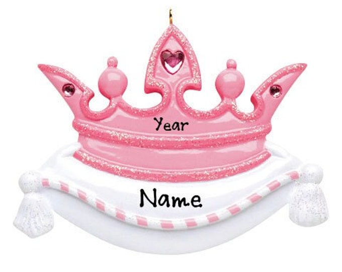 Princess Crown Ornament - Diamond Crown Ornament, Pink Princess Crown, Gift For Little Girl, Little Sister Ornament, Personalized Ornament