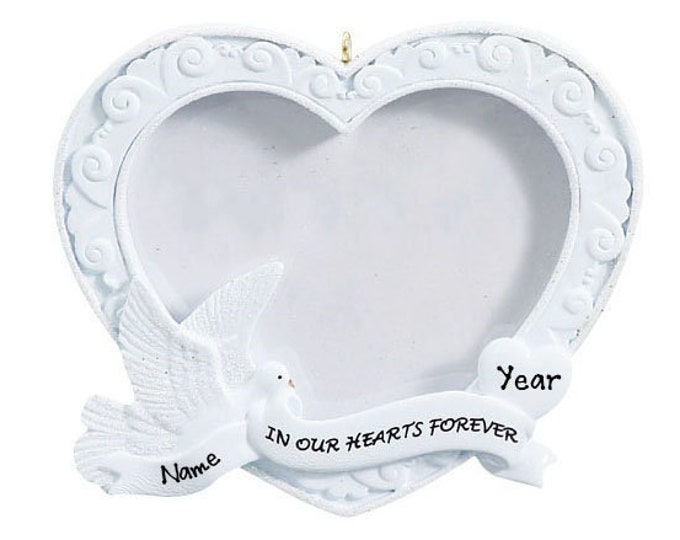 Personalized Memorial Christmas Ornament - In Our Hearts Forever - Photo Frame Memorial Ornament - Christmas In Heaven - Memorial Photo Gift