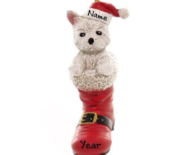 West Highland Terrier Dog Ornament - New Christmas Puppy In Santa Boot Ornament, Pet Memorial Ornament - Dog Ornament Personalized 2025