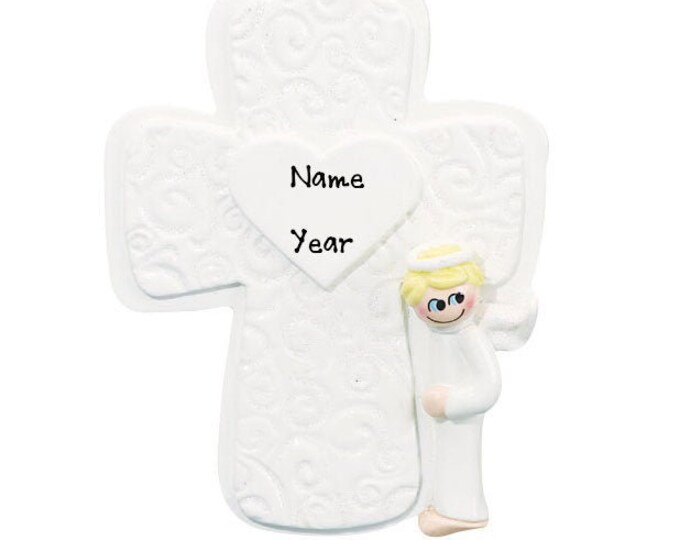Personalized Memorial Ornament - White Cross Memorial Christmas Ornament - Christmas In Heaven - Personalized Memorial Gift - Loving Memory