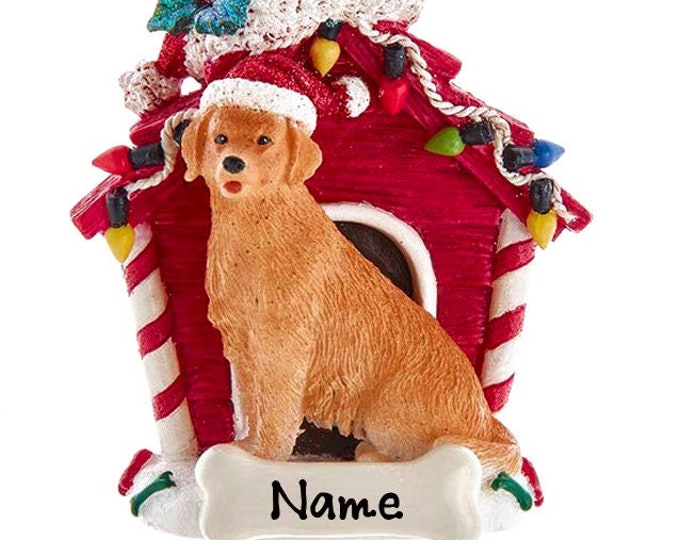 Golden Retriever Dog Ornament - Custom Doghouse Ornament - Dog Memorial Gift For Pet Loss - 2025 Personalized Family Dog Christmas Ornament