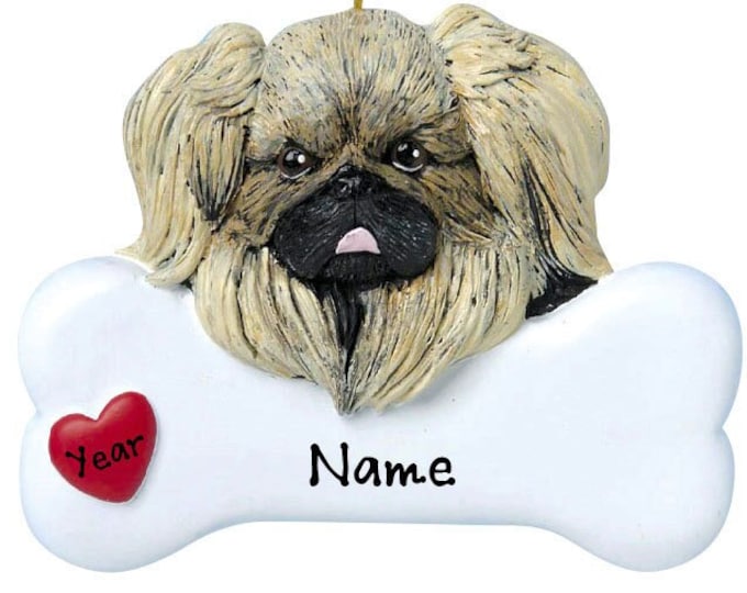 Pekingese Dog Ornament Personalized 2023 - Dog Bone Christmas Ornament Gift For Dog Lover - Love My Custom Dog Memorial Ornament Pet Loss