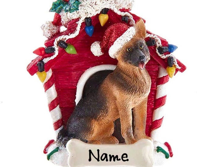 German Shepherd Dog Ornament - Custom Doghouse Ornament - Dog Memorial Gift For Pet Loss - 2025 Personalized Family Dog Christmas Ornament