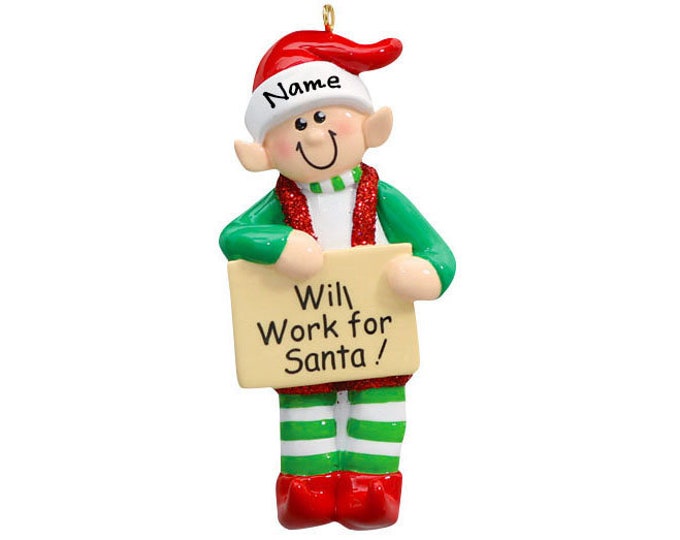 Elf Christmas Ornament - Personalized Elf Worker Christmas Ornament - Ornament For Toddler - Custom Ornament With Name -  Christmas Ornament