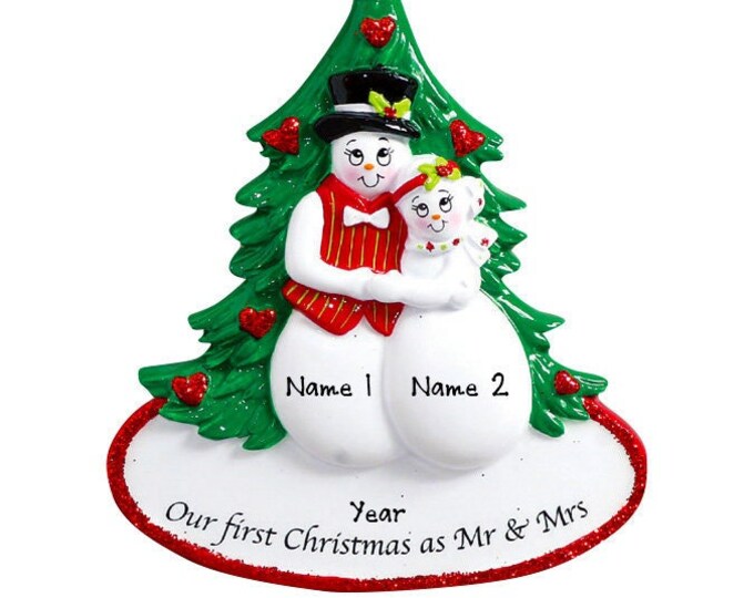 First Christmas Married Ornament 2025 - Mr Mrs Ornament, Wedding Couple Gift, Cute Christmas Decor, Custom Tree Ornament, Marriage Ornament