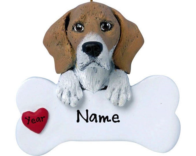 Beagle Dog Ornament Personalized 2023 - Dog Bone Christmas Ornament Gift For Dog Lover - Love My Custom Dog Memorial Ornament Pet Loss Gift