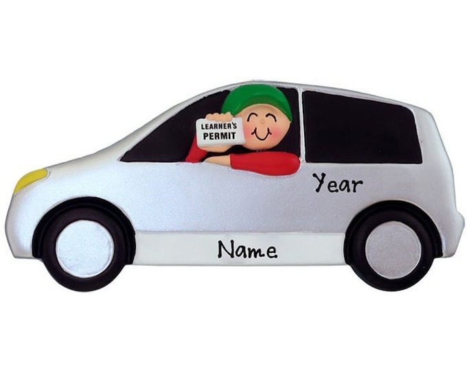 Learner's Permit Ornament - Teenage Boy Driver's License, New Driving Permit Ornament, 2024 Student Driver Personalized Christmas Ornament