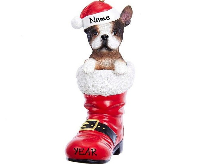 French Bulldog Dog Ornament - New Christmas Puppy In Santa Boot Ornament, Pet Memorial Ornament - Dog Ornament Personalized 2025 - Dog Mom