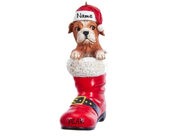 Bulldog Dog Ornament - New Christmas Puppy In Santa Boot Ornament, Pet Memorial Ornament - Dog Ornament Personalized 2025 - New Dog Mom