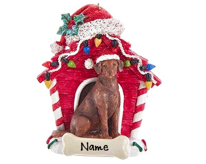 Brown Labrador Retriever Dog Ornament - Custom Doghouse Ornament, Dog Memorial Gift For Pet Loss, Personalized Family Dog Christmas Ornament