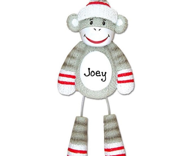 Personalized Sock Monkey Christmas Ornament 2025 - Custom Sock Monkey Ornament for Christmas Tree -  Animal Christmas Ornaments With Name
