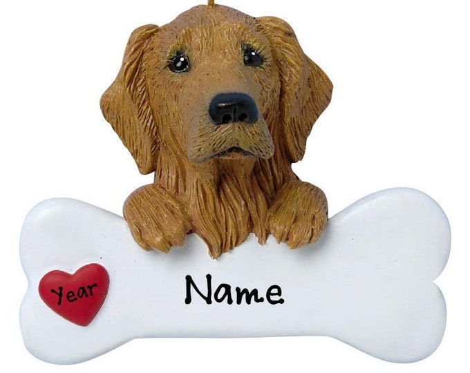 Golden Retriever Dog Ornament Personalized 2024 - Dog Bone Christmas Ornament Gift For Dog Lover - Love My Custom Dog Memorial Ornament