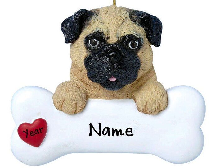 Pug Dog Ornament Personalized 2025 - Dog Bone Christmas Ornament Gift For Dog Lover - Love My Custom Dog Memorial Ornament Pet Loss Gift
