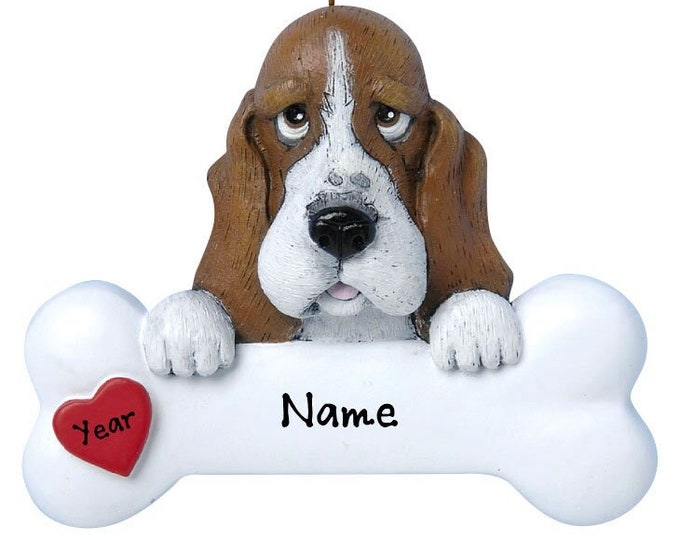 Basset Hound Dog Ornament Personalized 2023 - Dog Bone Christmas Ornament Gift For Dog Lover - Love My Custom Dog Memorial Ornament Pet Loss