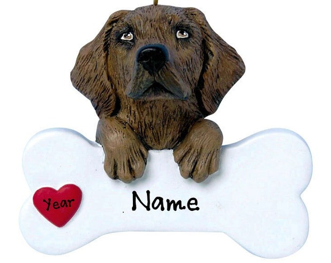 Chocolate Lab Dog Ornament Personalized - Labrador Dog Bone Christmas Ornament Gift For Dog Lover - Custom Dog Memorial Ornament Love My Lab