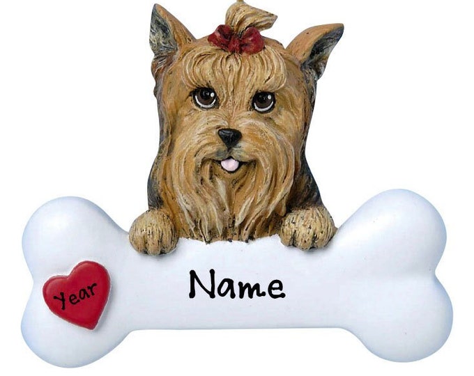 Yorkie Dog Ornament Personalized 2025 - Dog Bone Christmas Ornament Gift For Dog Lover - Love My Custom Dog Memorial Ornament Pet Loss Gift