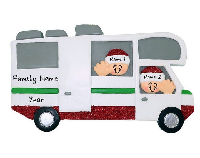 Personalized RV Ornament - Couple Camping Ornament - Camper Ornament - Custom Motorhome Gift - Couple Road Trip Christmas Vacation