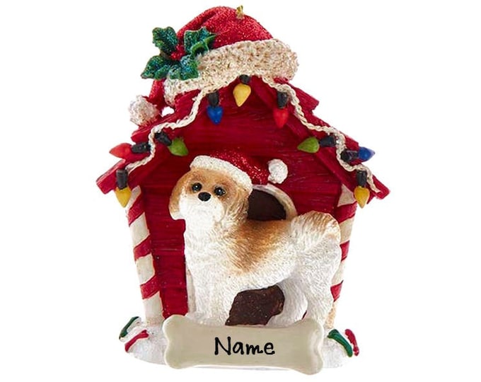 Brown Shih-Tzu Dog Ornament - Custom Doghouse Ornament - Dog Memorial Gift For Pet Loss - 2025 Personalized Family Dog Christmas Ornament