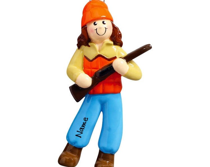 Female Hunter Ornament - Hunter's Vest Ornament - Personalized Hunter Christmas Ornament - Custom Hunting Ornament - Hunting Girl Ornament