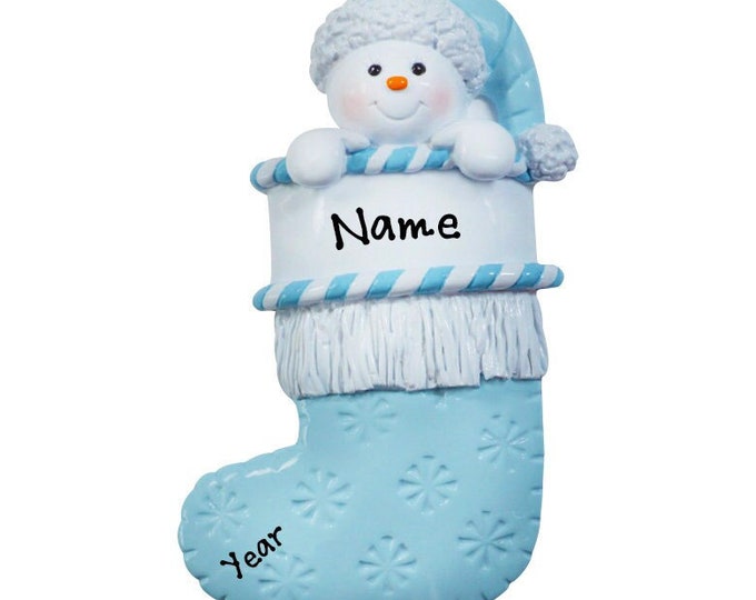 Baby's First Christmas Ornament - Personalized First Christmas Boy Ornament - Custom Baby Boy Ornament - Blue Baby Stocking Ornament