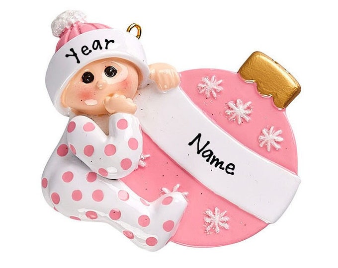 Personalized Baby Girls 1st Christmas Ornament - Baby's 1st Christmas Ornament Personalized 2025 - Unisex Baby First Christmas Keepsake Gift