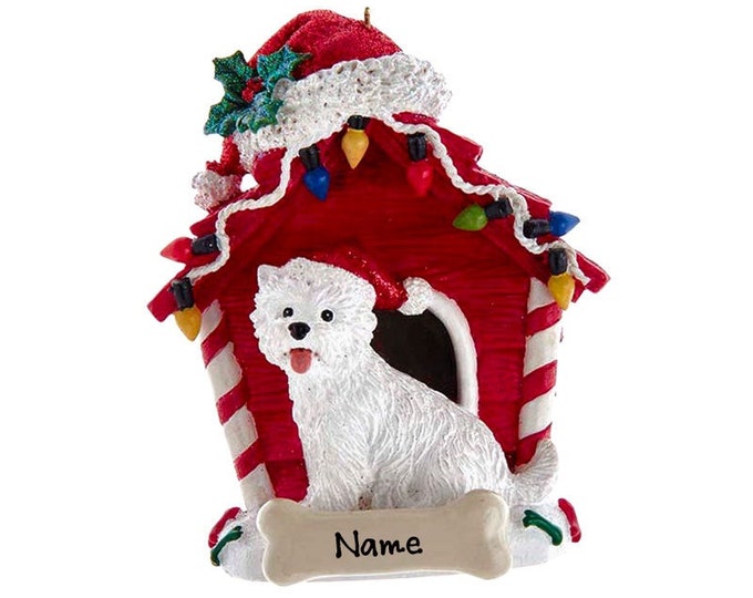 West Highland Terrier Dog Ornament - Custom Doghouse Ornament - Dog Memorial Gift For Pet Loss - Personalized Family Dog Christmas Ornament