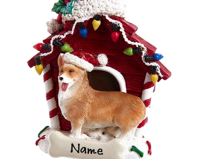 Pembroke Welsh Corgi Dog Ornament - Custom Doghouse Ornament - Memorial Gift For Pet Loss - 2025 Personalized Family Dog Christmas Ornament