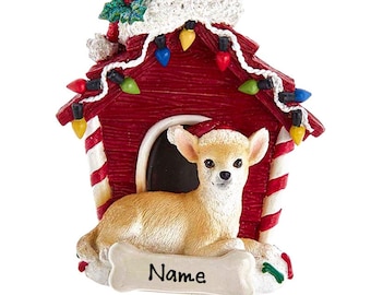 Personalized Chihuahua Christmas Ornament – Doghouse Pet Memorial Gift for Dog Lovers