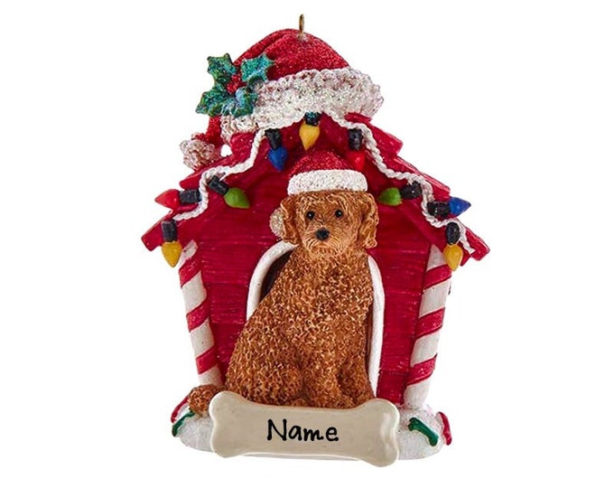 Personalized Chocolate Labradoodle Christmas Ornament – Doghouse Pet Memorial Gift for Dog Lovers 2025