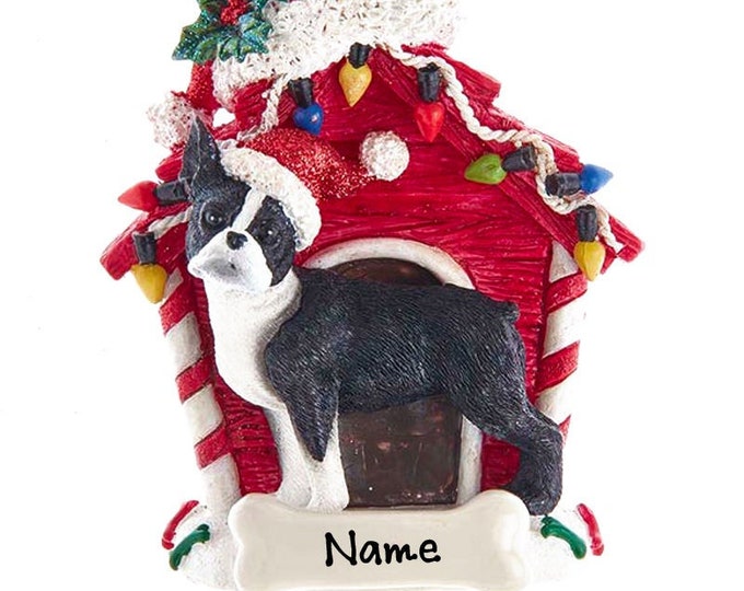 2023 Boston Terrier Dog Ornament Personalized 2023, Custom Dog House Ornament With Name, Pet Memorial Gift Mom, Personalized Dog Ornament