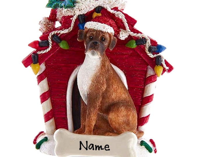 Boxer Dog Ornament - Custom Doghouse Ornament - Dog Memorial Gift For Pet Loss - 2025 Personalized Family Dog Christmas Ornament