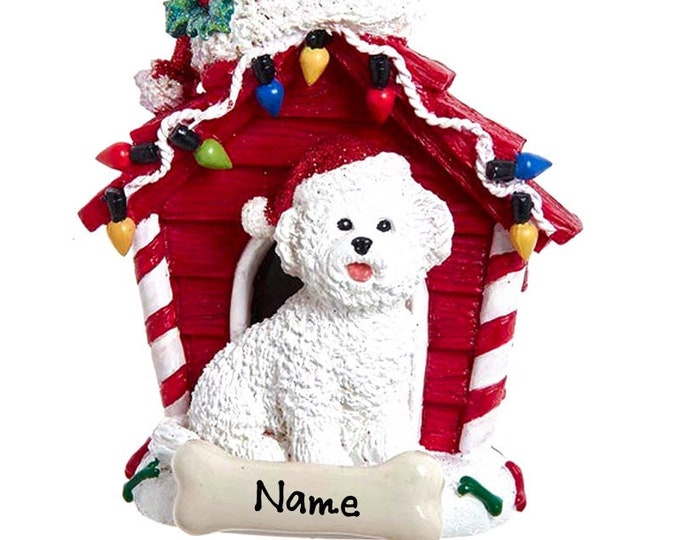 Bichon Frise Dog Ornament - Custom Doghouse Ornament - Dog Memorial Gift For Pet Loss - 2025 Personalized Family Dog Christmas Ornament