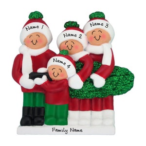 Family of 4 Buying Christmas Tree - Personalized Family of 4 Christmas Ornament - Custom Family Ornament With Names - Gift For Family of 4