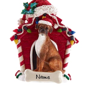 Boxer Dog Ornament - Custom Doghouse Ornament - Dog Memorial Gift For Pet Loss - 2025 Personalized Family Dog Christmas Ornament