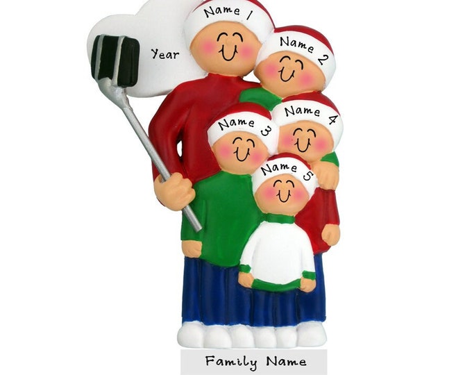 Family of 5 Ornament - Family Christmas Ornament - Family Vacation Selfie Ornament - Custom Family of 5 Selfie Ornament for Christmas Tree
