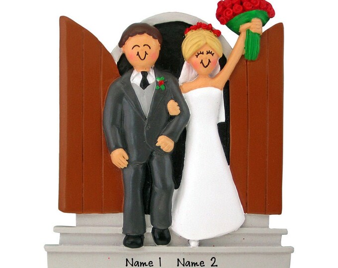 Wedding Couple Christmas Ornament - Gift For Newlyweds - First Married Christmas - Just Married Wedding Couple - Personalized Ornament