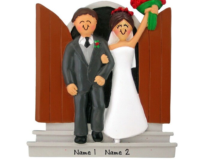 Wedding Couple Christmas Ornament - Gift For Newlyweds - First Married Christmas - Just Married Wedding Couple - Personalized Ornament