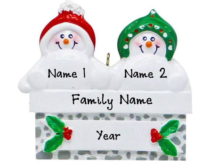 Couple Christmas Ornament - Snowman Ornament - Couple Ornament Personalized 2023 - Personalized Gift For Couple - Snow Family of 2 Ornament