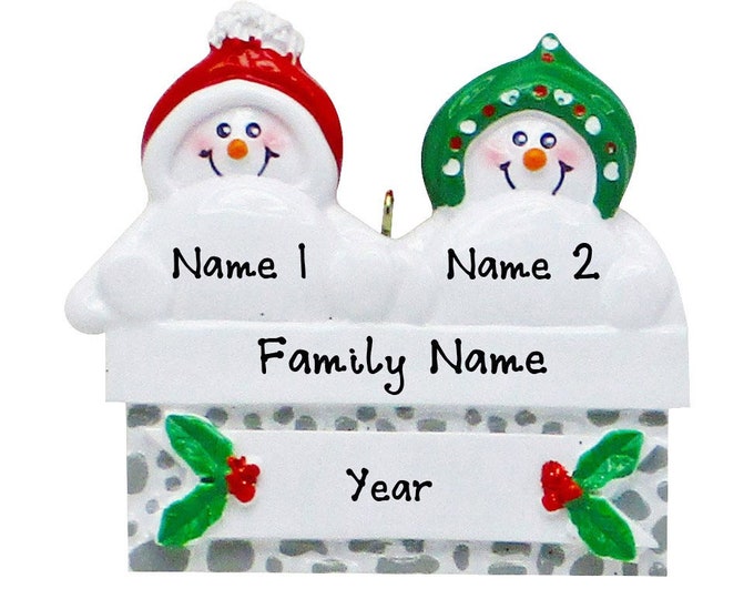 Couple Christmas Ornament - Snowman Ornament - Couple Ornament Personalized 2024 - Personalized Gift For Couple - Snow Family of 2 Ornament